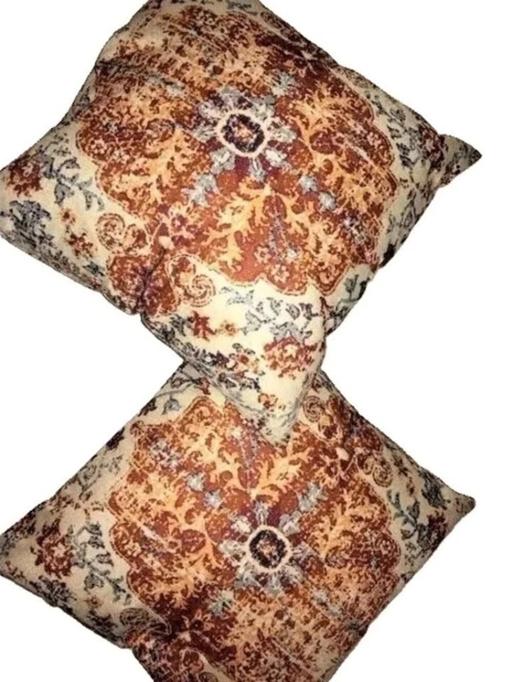 Boho Pillows Set of 2 Bohemian Vintage Pattern 18 x 18 Inch Throw Pillows NEW